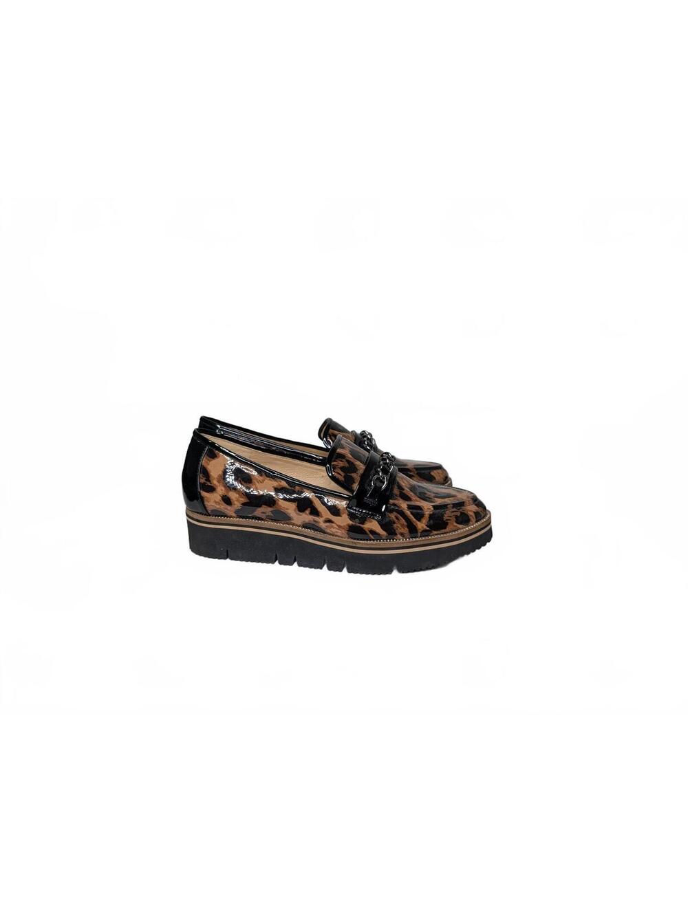 Alex Marie Patent Faux Leather Chunky Loafers w/ Leopard Print Accent 10M
